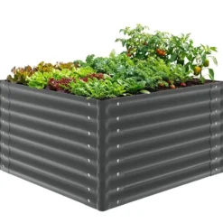 tectake - Verhoogde Plantenbak - Verzinkt Staal - 100 x 100 x 62 cm