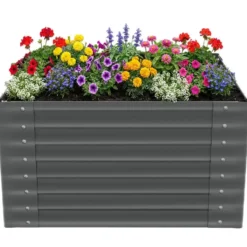 tectake - Verhoogde Plantenbak - Verzinkt Staal - 100 x 100 x 62 cm