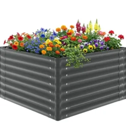 tectake - Verhoogde Plantenbak - Verzinkt Staal - 100 x 100 x 62 cm