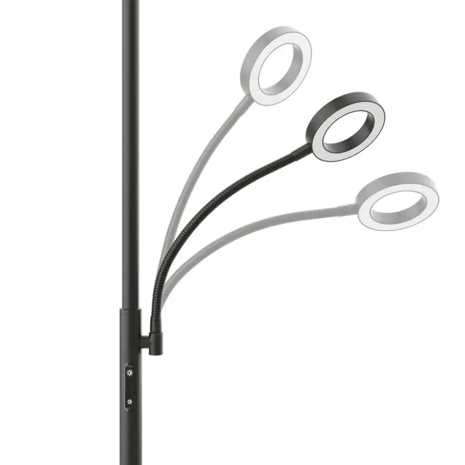tectake Vloerlamp Auralis LED 20W, leeslamp, dimbaar, Zwart