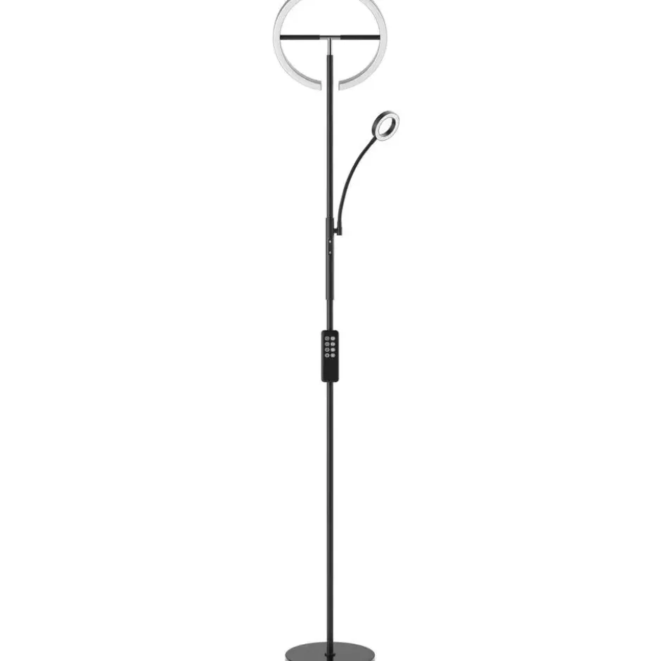 tectake Vloerlamp Auralis LED 20W, leeslamp, dimbaar, Zwart