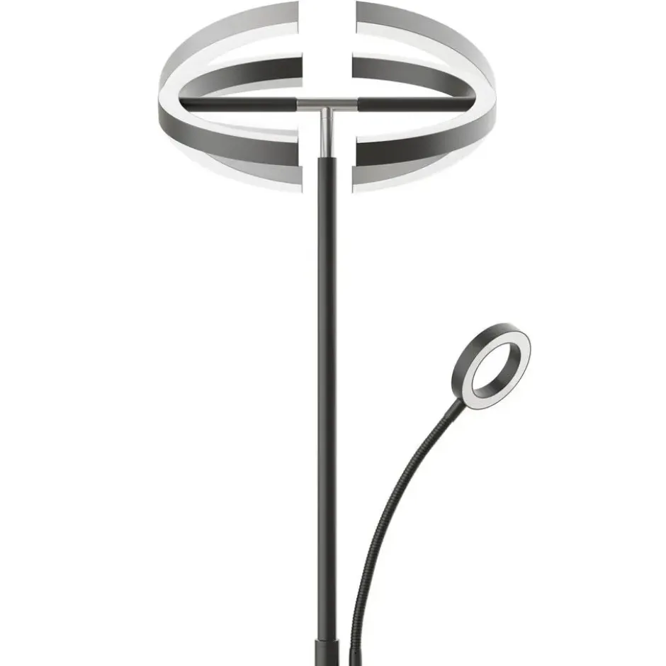 tectake Vloerlamp Auralis LED 20W, leeslamp, dimbaar, Zwart
