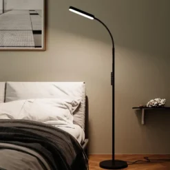 tectake Vloerlamp Prisma LED, 5 lichtmodi, 12 W, dimbaar, Zwart