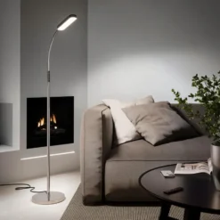 tectake Vloerlamp Prisma LED, 5 lichtmodi, 12 W, dimbaar, Zilver