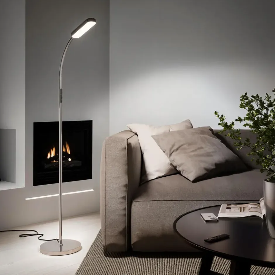tectake Vloerlamp Prisma LED, 5 lichtmodi, 12 W, dimbaar, Zilver