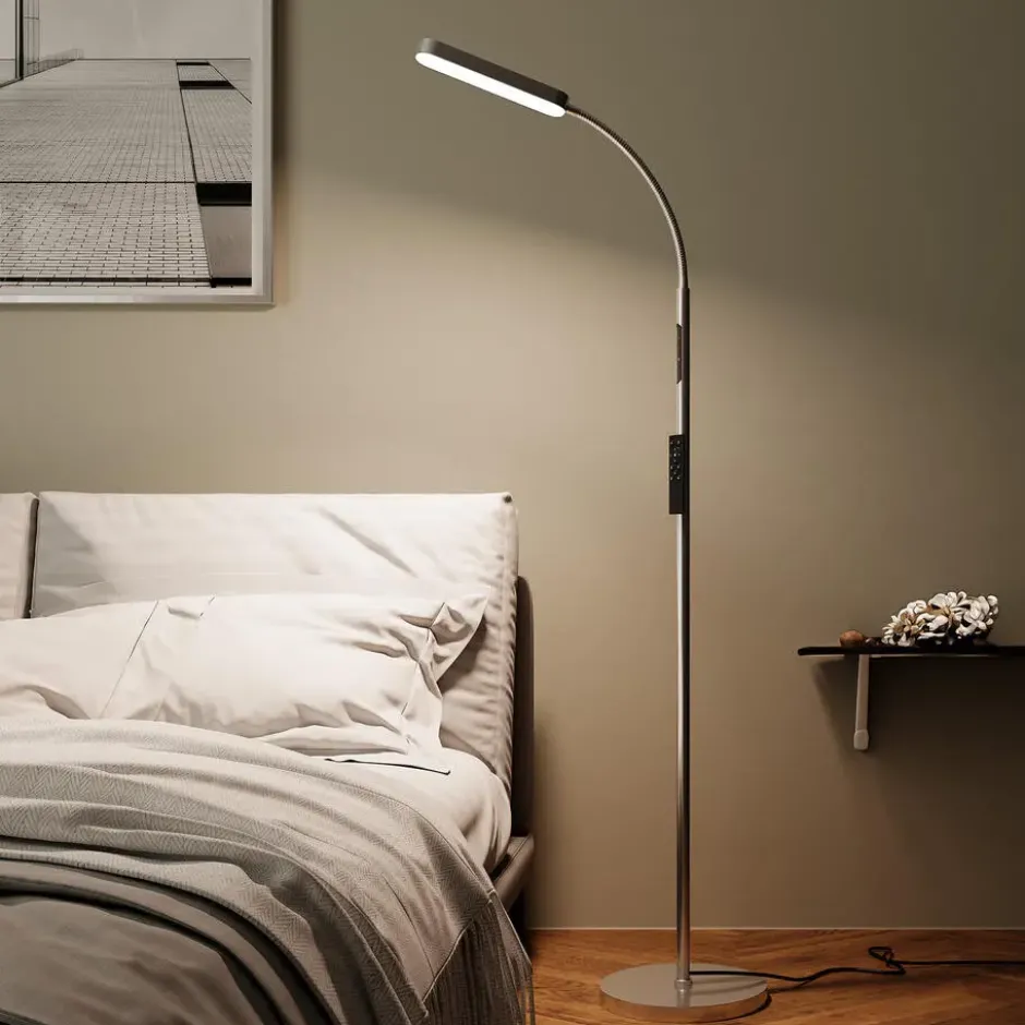 tectake Vloerlamp Prisma LED, 5 lichtmodi, 12 W, dimbaar, Zilver