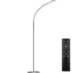 tectake Vloerlamp Prisma LED, 5 lichtmodi, 12 W, dimbaar, Zilver