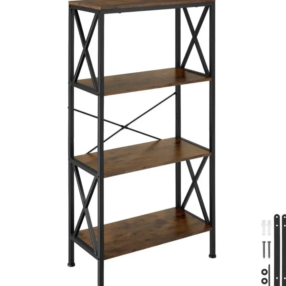 tectake Wandkast Barry 61,5x31,5x133,5cm, Industrieel Hout Donker, Rustiek