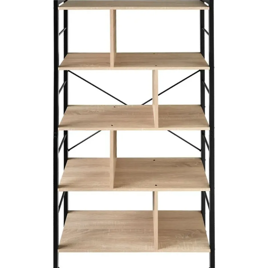 tectake Wandkast Charleston 75.5x30x155cm, Industrieel Licht Hout, Eiken Sonoma