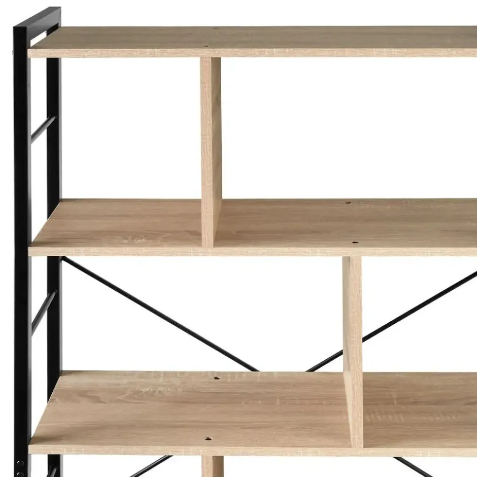 tectake Wandkast Charleston 75.5x30x155cm, Industrieel Licht Hout, Eiken Sonoma