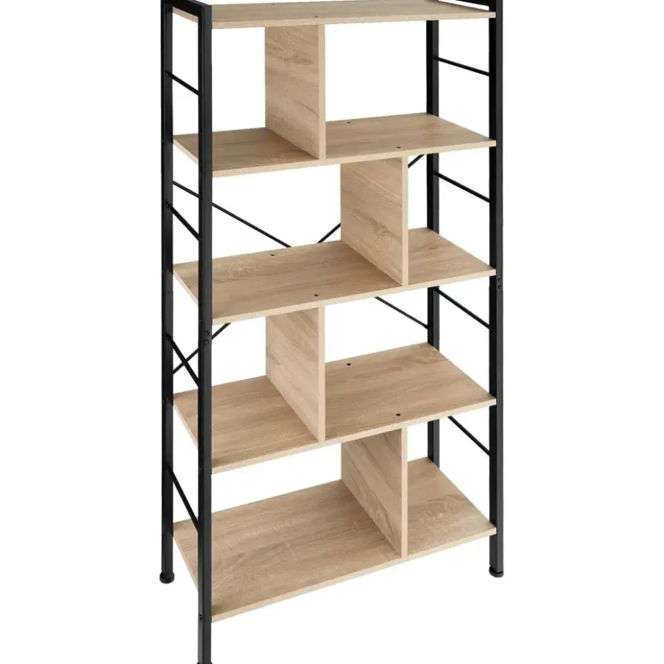 tectake Wandkast Charleston 75.5x30x155cm, Industrieel Licht Hout, Eiken Sonoma