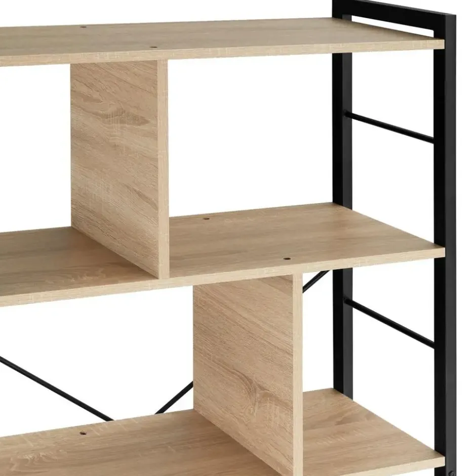 tectake Wandkast Charleston 75.5x30x155cm, Industrieel Licht Hout, Eiken Sonoma