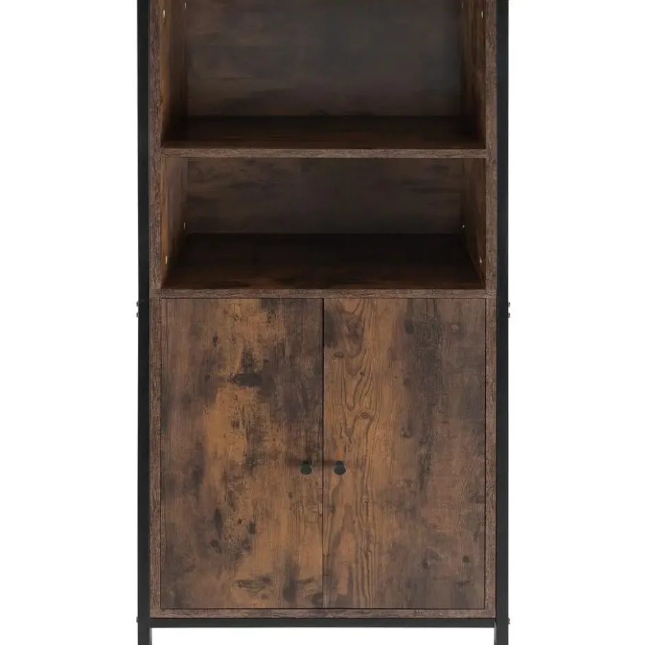tectake Wandkast Doncaster 60x38x125cm, Industrieel Hout Donker, Rustiek