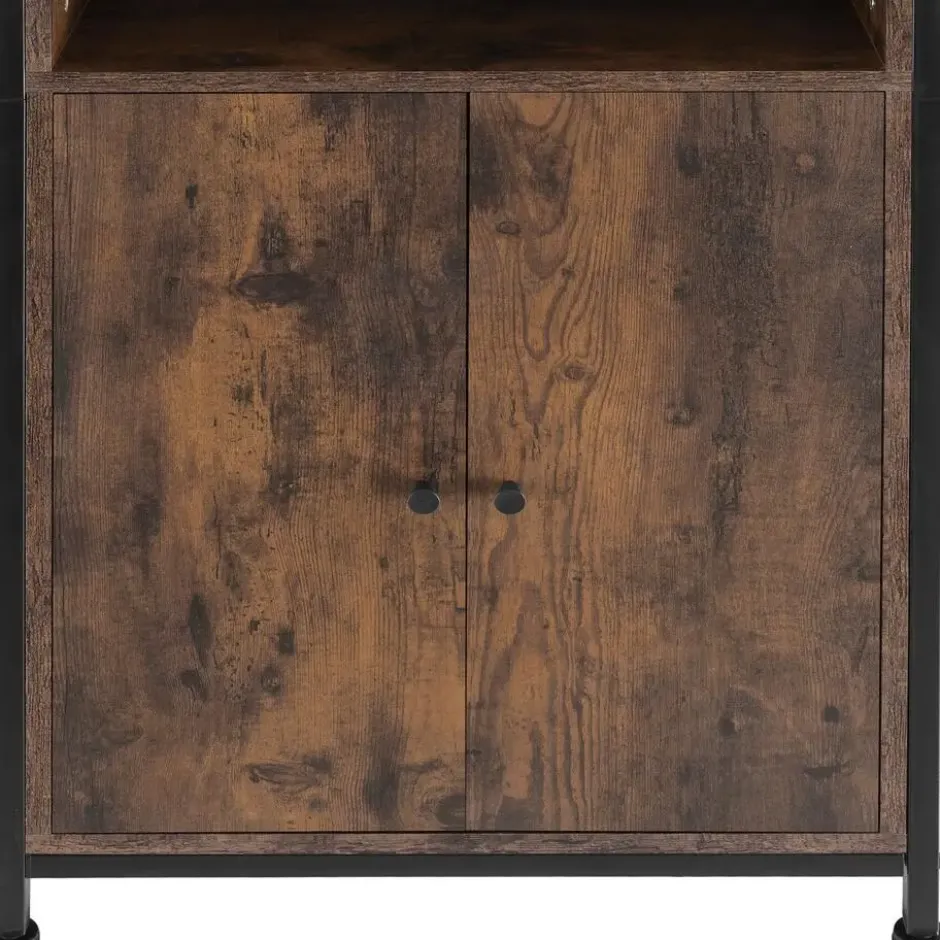 tectake Wandkast Doncaster 60x38x125cm, Industrieel Hout Donker, Rustiek