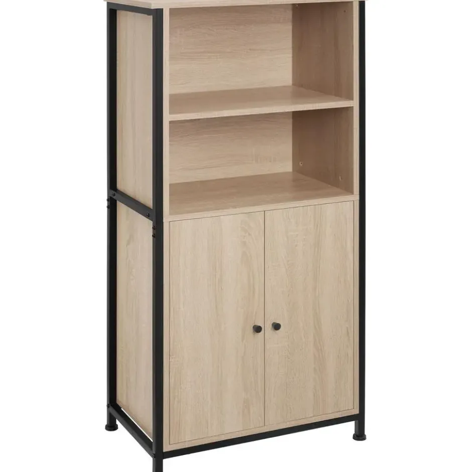 tectake Wandkast Doncaster 60x38x125cm, Industrieel Licht Hout, Eiken Sonoma