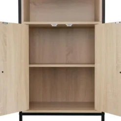 tectake Wandkast Doncaster 60x38x125cm, Industrieel Licht Hout, Eiken Sonoma