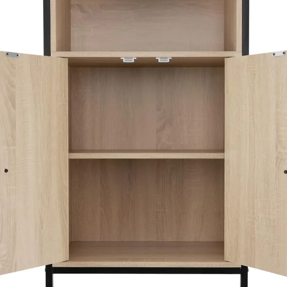 tectake Wandkast Doncaster 60x38x125cm, Industrieel Licht Hout, Eiken Sonoma