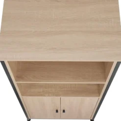 tectake Wandkast Doncaster 60x38x125cm, Industrieel Licht Hout, Eiken Sonoma