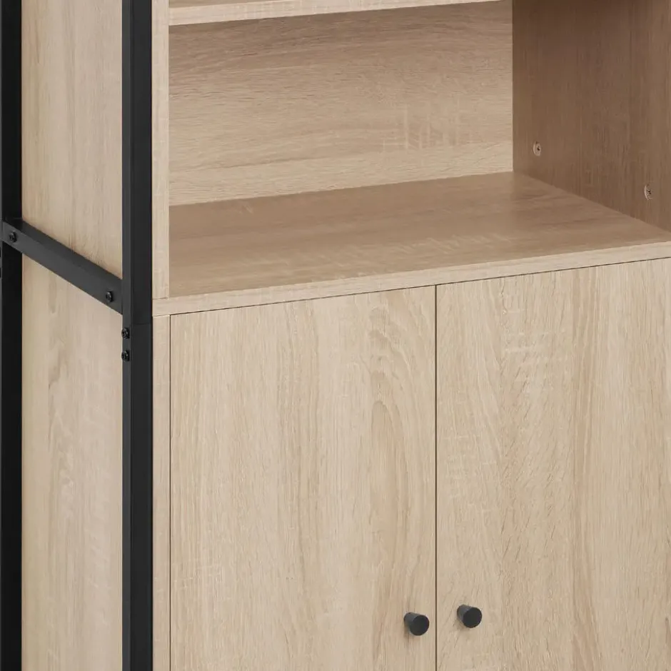 tectake Wandkast Doncaster 60x38x125cm, Industrieel Licht Hout, Eiken Sonoma