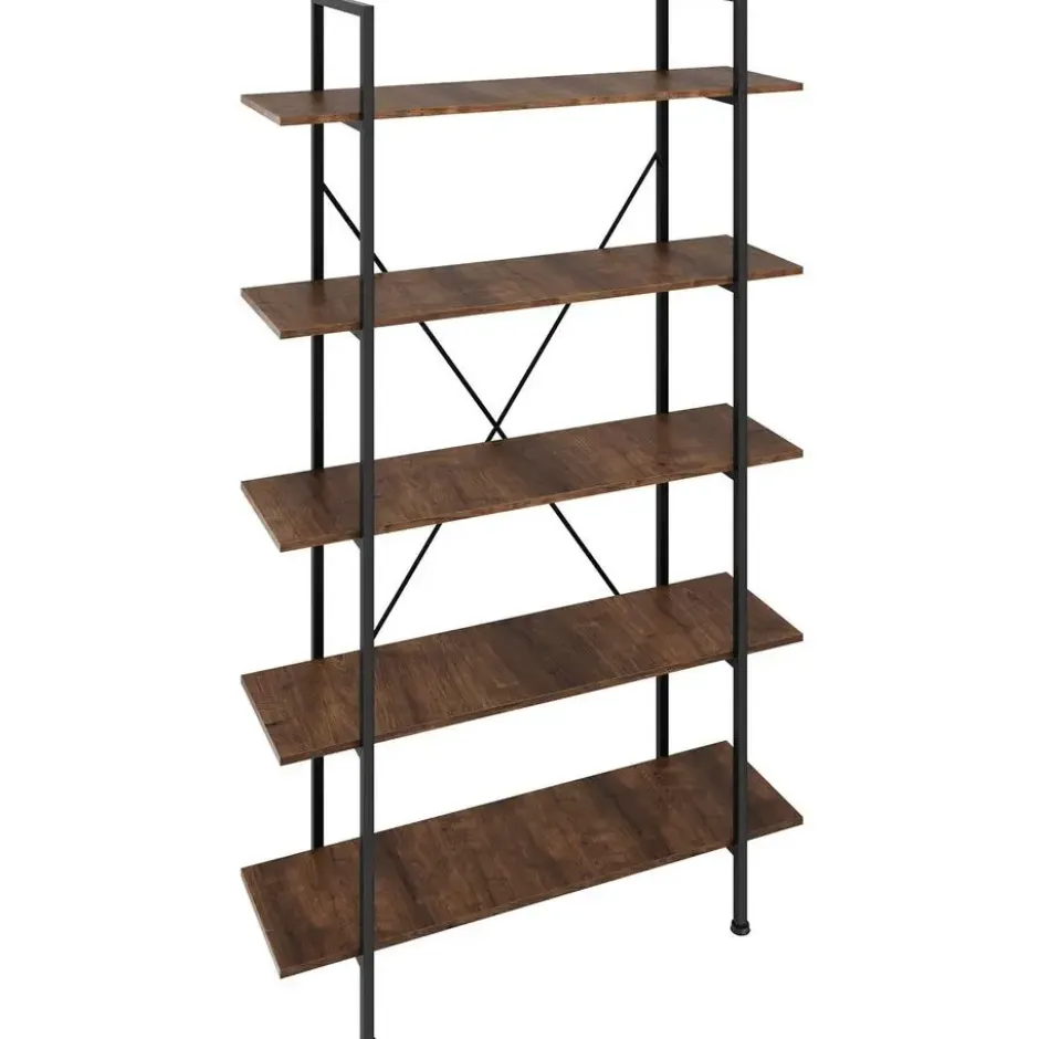tectake Wandkast Glasgow 106 x 34,5 x 179,5cm, Industrieel Hout Donker, Rustiek