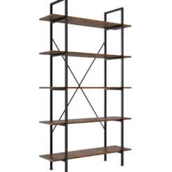 tectake Wandkast Glasgow 106 x 34,5 x 179,5cm, Industrieel Hout Donker, Rustiek