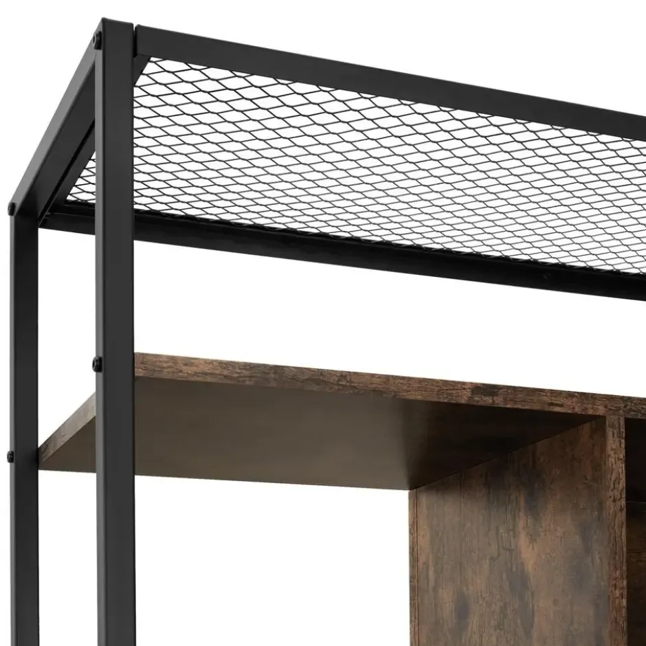 tectake Wandkast Hastings 75x31x170,5cm, Industrieel Hout Donker, Rustiek