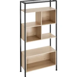 tectake Wandkast Hastings 75x31x170,5cm, Industrieel Licht Hout, Eiken Sonoma