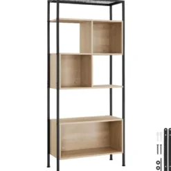 tectake Wandkast Hastings 75x31x170,5cm, Industrieel Licht Hout, Eiken Sonoma