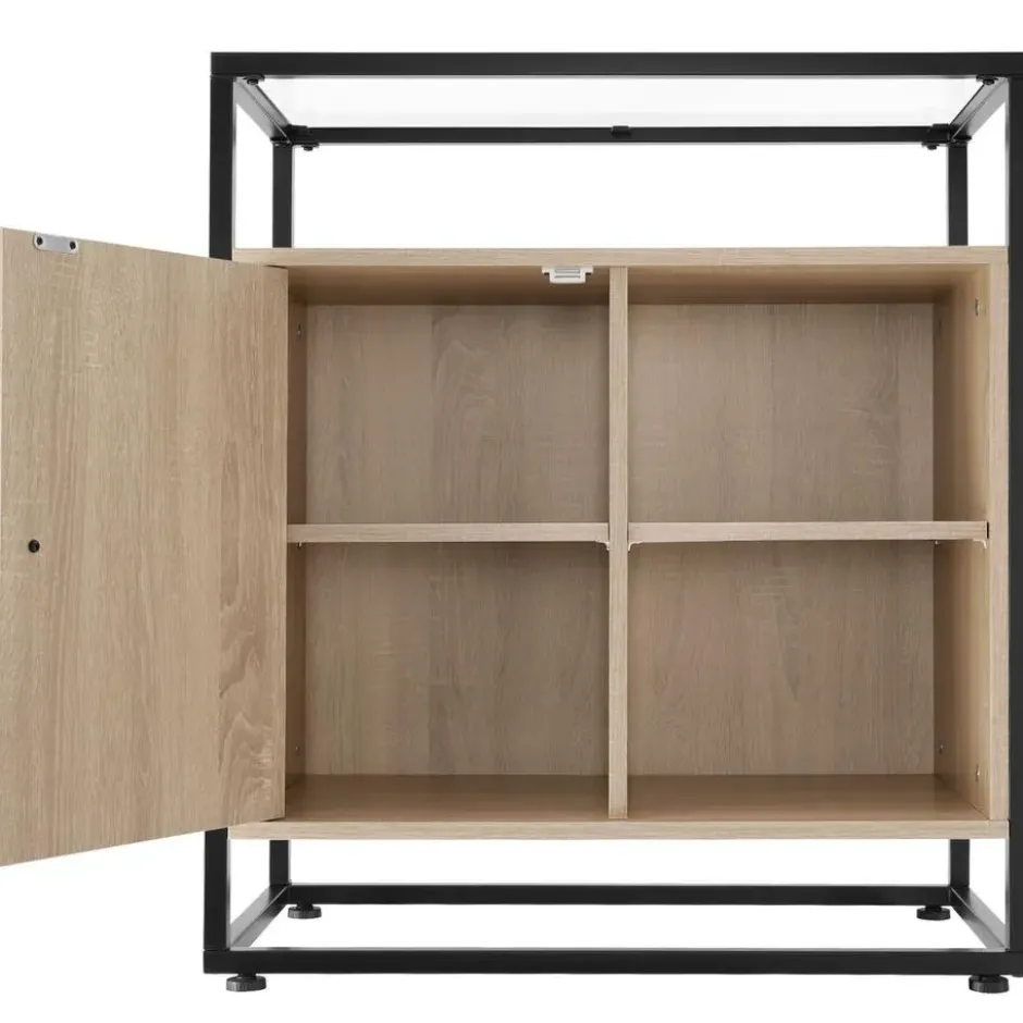 tectake Wandkastje Conventry 70x38x80,5cm, Industrieel Licht Hout, Eiken Sonoma