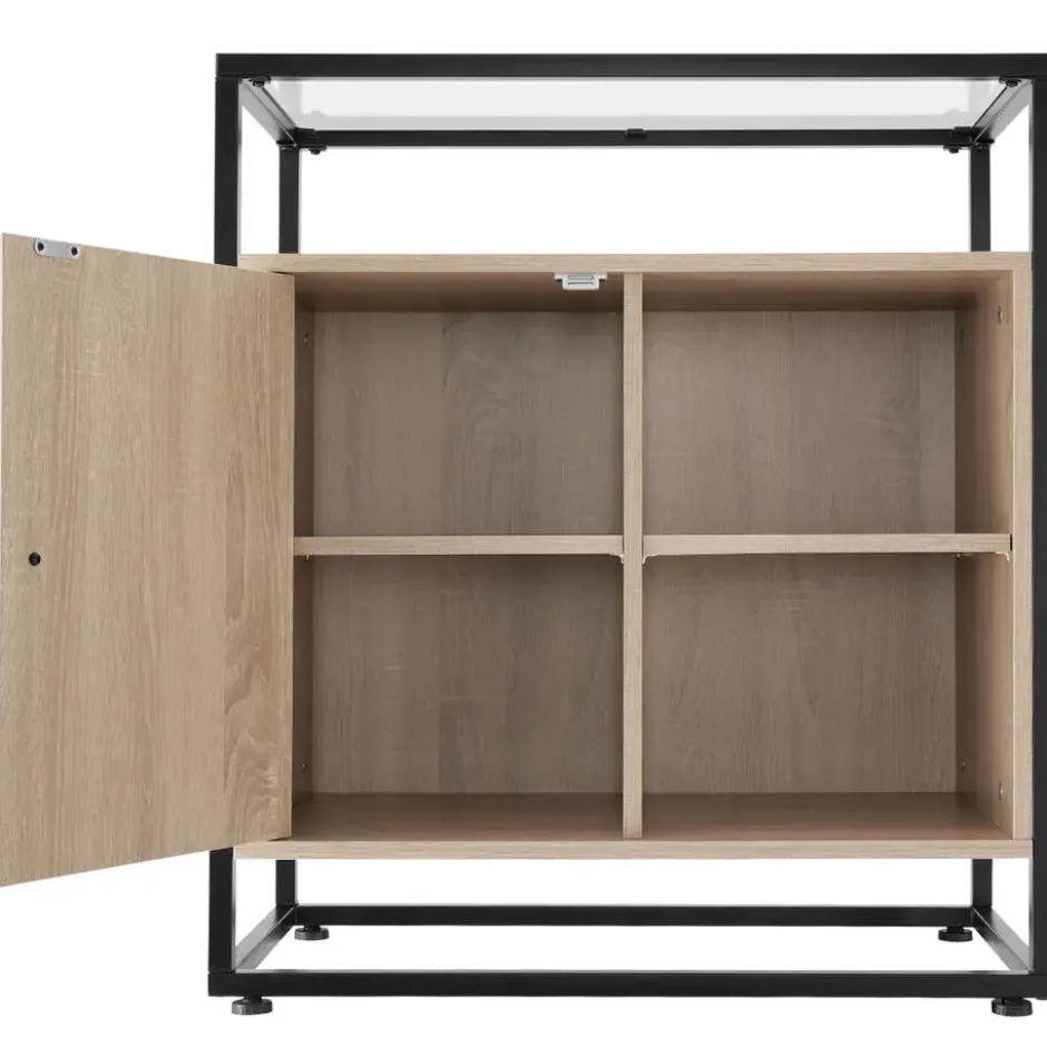 tectake Wandkastje Conventry 70x38x80,5cm, Industrieel Licht Hout, Eiken Sonoma