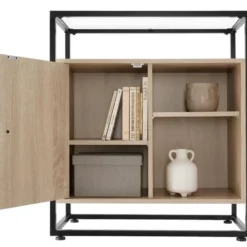 tectake Wandkastje Conventry 70x38x80,5cm, Industrieel Licht Hout, Eiken Sonoma