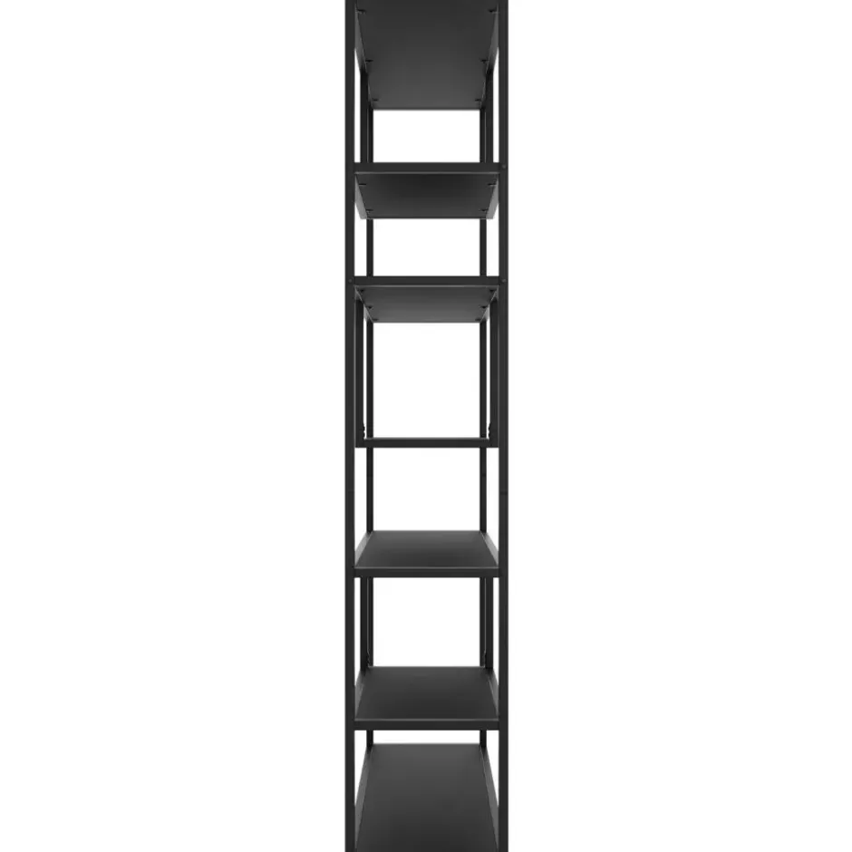 tectake Wandkast Venda met 6 vakken, industriële stijl, 85x35x188cm, Zwart