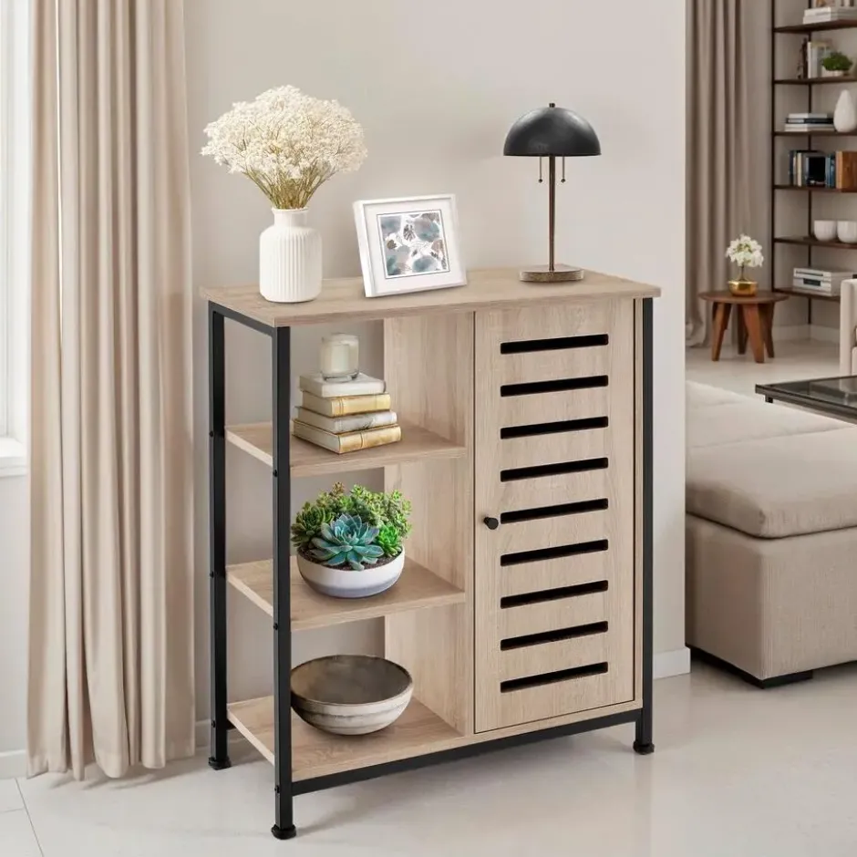 tectake Wandkast 71x32x82cm, Industrieel Licht Hout, Eiken Sonoma