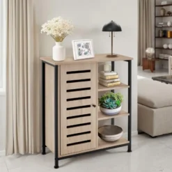 tectake Wandkast 71x32x82cm, Industrieel Licht Hout, Eiken Sonoma