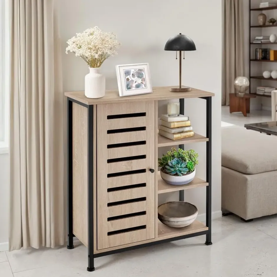 tectake Wandkast 71x32x82cm, Industrieel Licht Hout, Eiken Sonoma