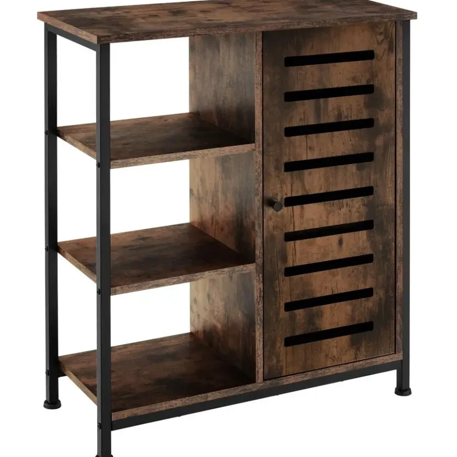 tectake Wandkast 71x32x82cm, Industrieel Hout Donker, Rustiek