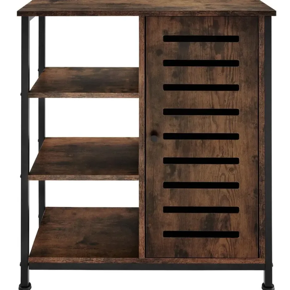 tectake Wandkast 71x32x82cm, Industrieel Hout Donker, Rustiek