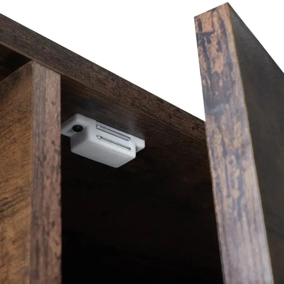 tectake Wandkast 71x32x82cm, Industrieel Hout Donker, Rustiek