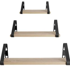 tectake 3 wandplanken Cowell, Industrieel Licht Hout, Eiken Sonoma