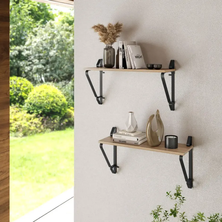 tectake 2 wandplanken Irvine, Industrieel Licht Hout, Eiken Sonoma