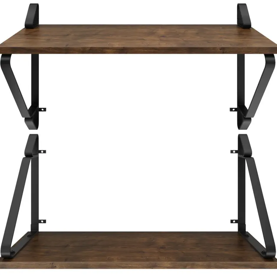 tectake 2 wandplanken Irvine, Industrieel Hout Donker, Rustiek