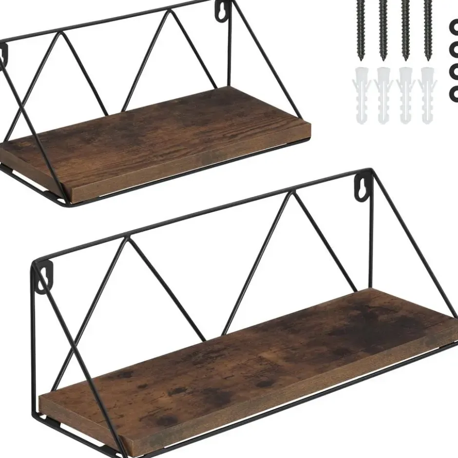 tectake 2 wandplanken Rockport, Industrieel Hout Donker, Rustiek