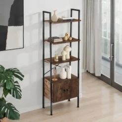 tectake Wandrek Brentwood 57,5x34x173cm, Industrieel Hout Donker, Rustiek