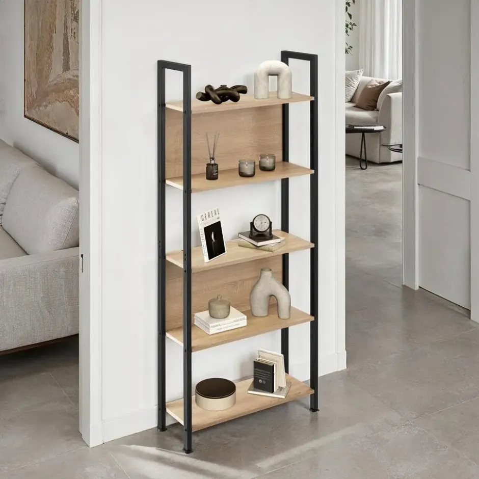 tectake Wandrek Westport 62x24x165,5cm, Industrieel Licht Hout, Eiken Sonoma