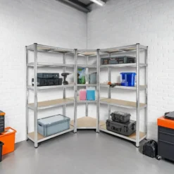tectake Werkplaatsrek Gustav, 3-delig, 15 planken, 2625 kg, Zilver