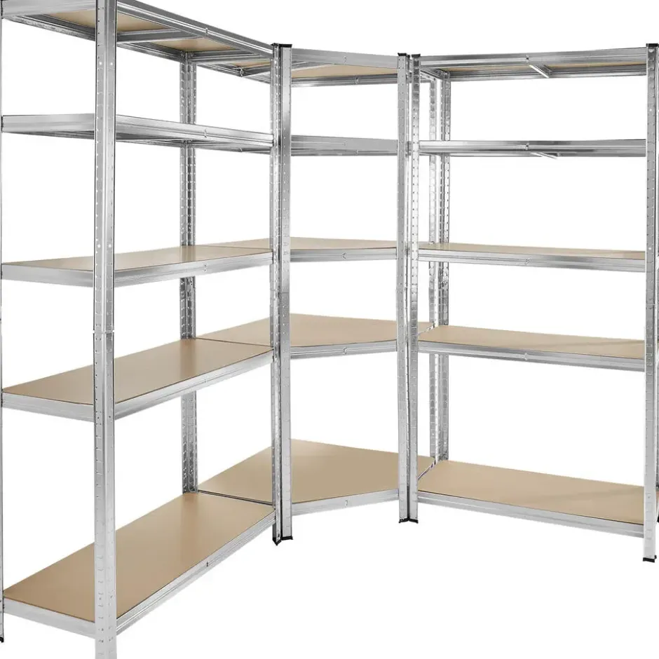 tectake Werkplaatsrek Gustav, 3-delig, 15 planken, 2625 kg, Zilver