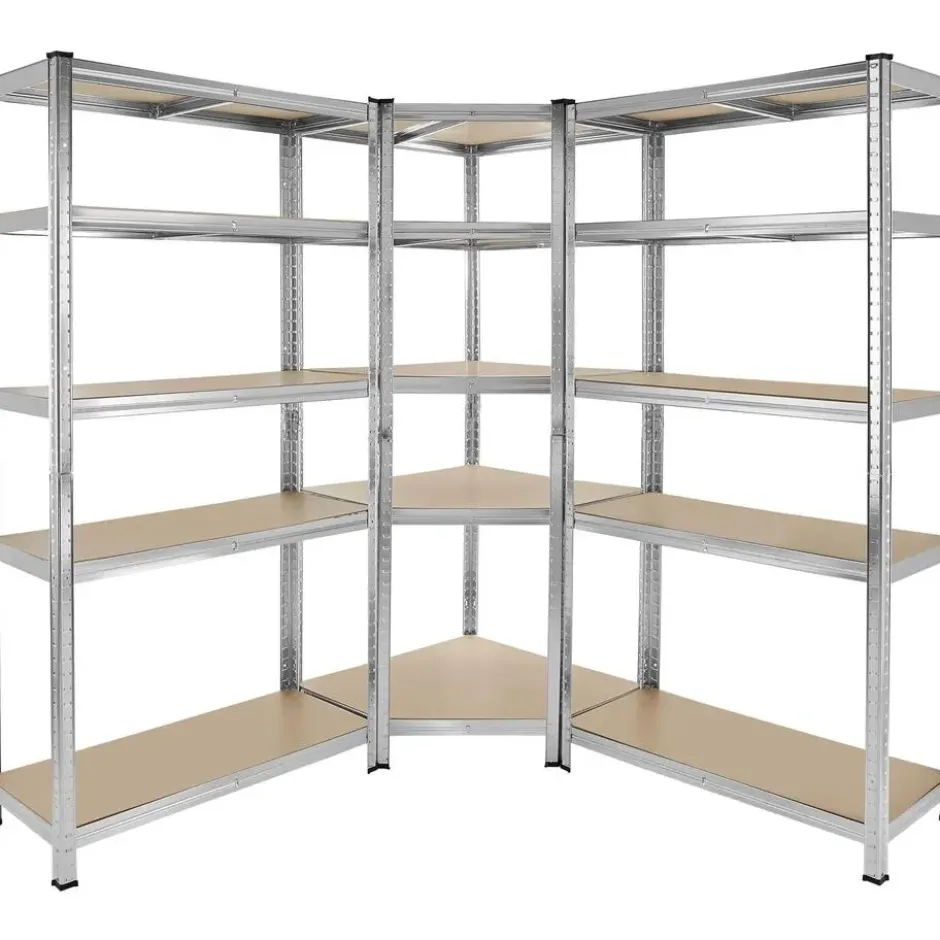 tectake Werkplaatsrek Gustav, 3-delig, 15 planken, 2625 kg, Zilver