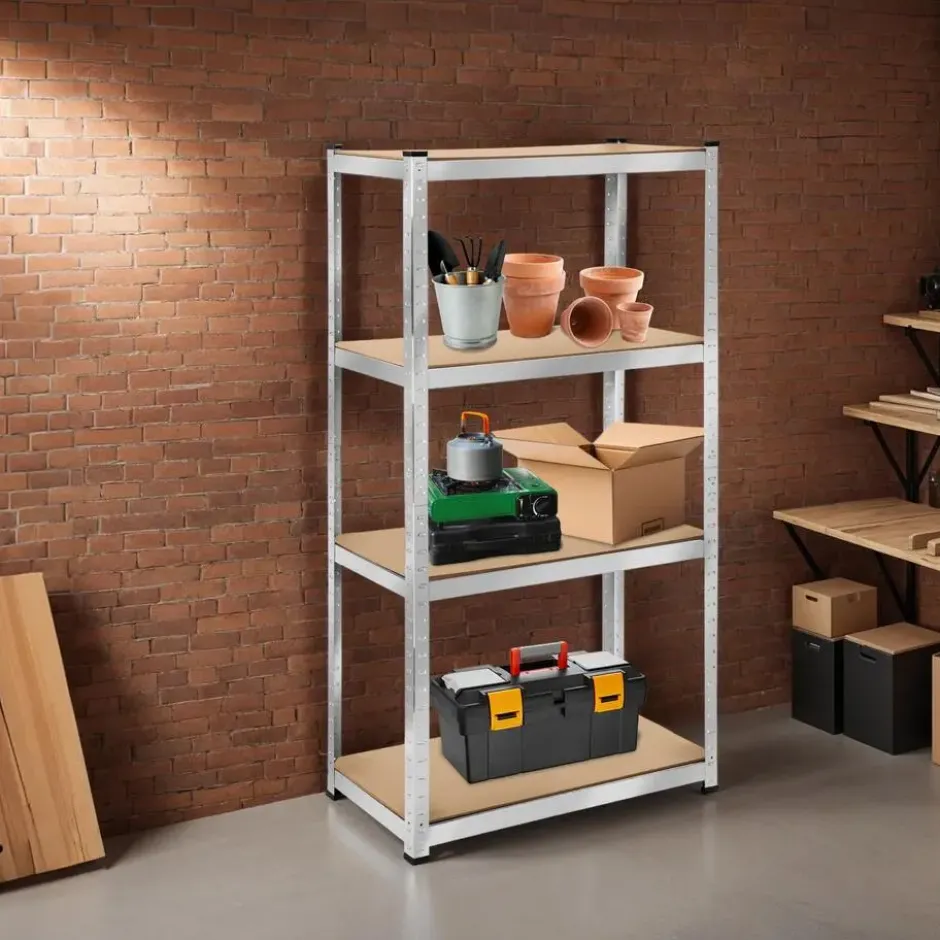 tectake Werkplaatsrek, Zilver
