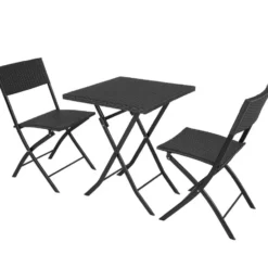 tectake Wicker balkonset Trevi, Zwart