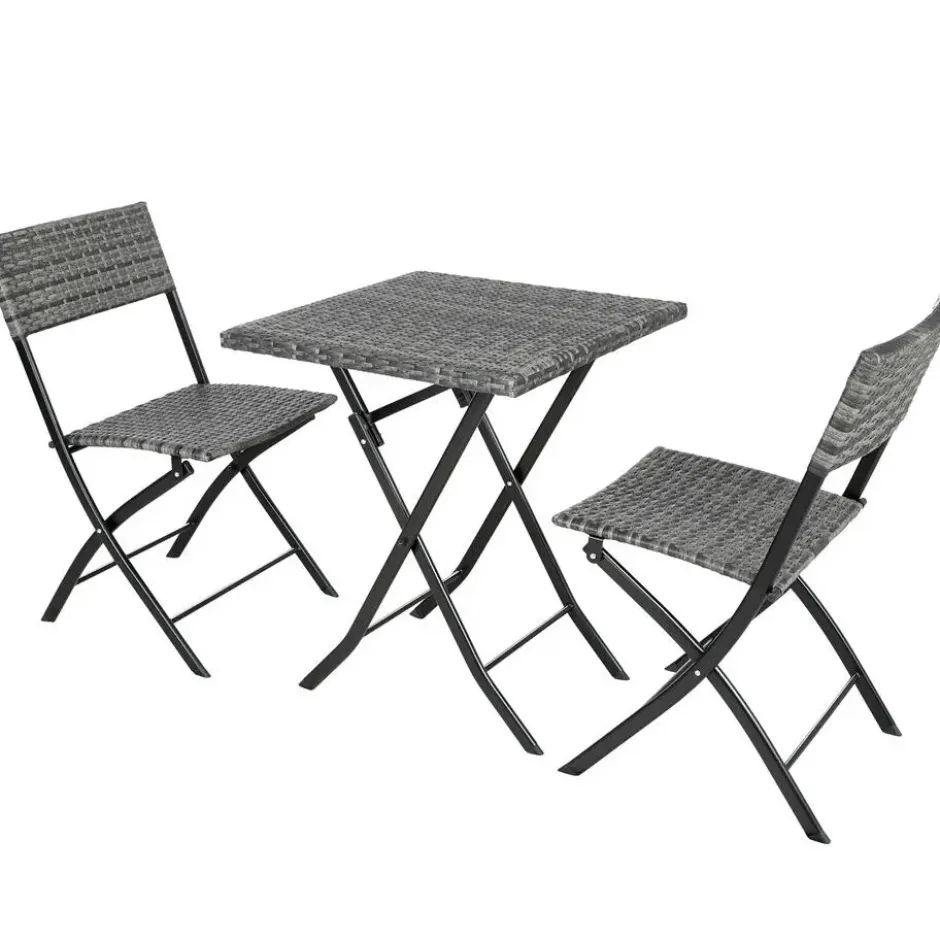 tectake Wicker balkonset Trevi, Grijs